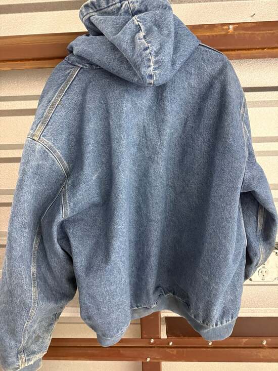 Vintage 90s Carhartt J139 DST Denim Blanket Lined Hooded Active Jacket - Picture 7 of 8